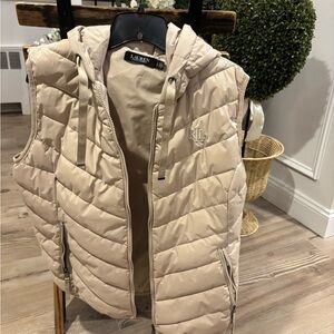 Women's Ralph Lauren Cream Hooded Vest - Size Large NWOT